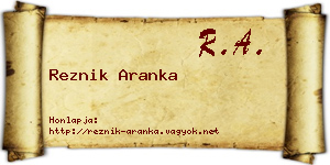 Reznik Aranka névjegykártya